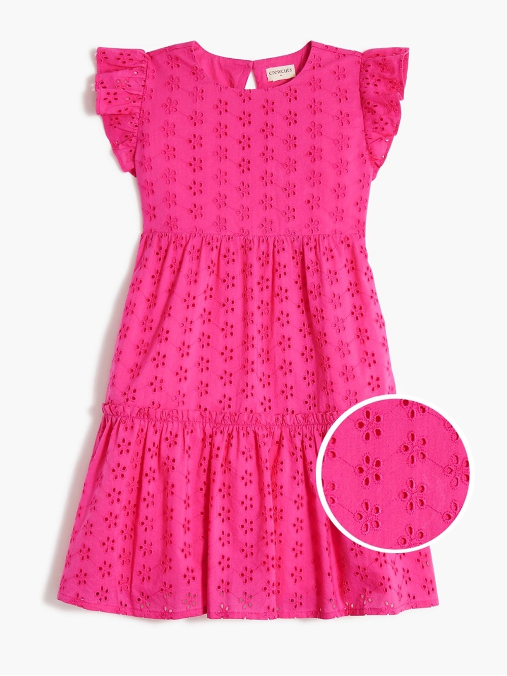Crewcuts Hot Pink Eyelet Flutter Sleeve Dress